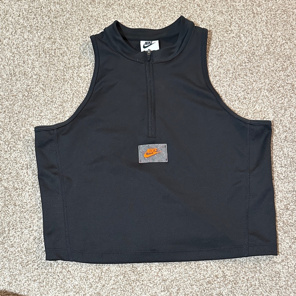 Nike Black Crop Top with Orange Logo
